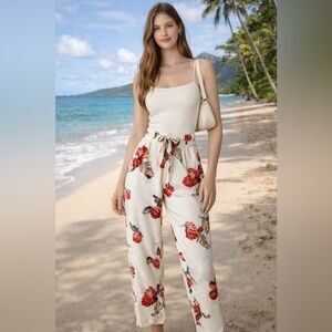 XIX Palms Relaxed Fit Beachy Floral Lined Pants – Size 4
